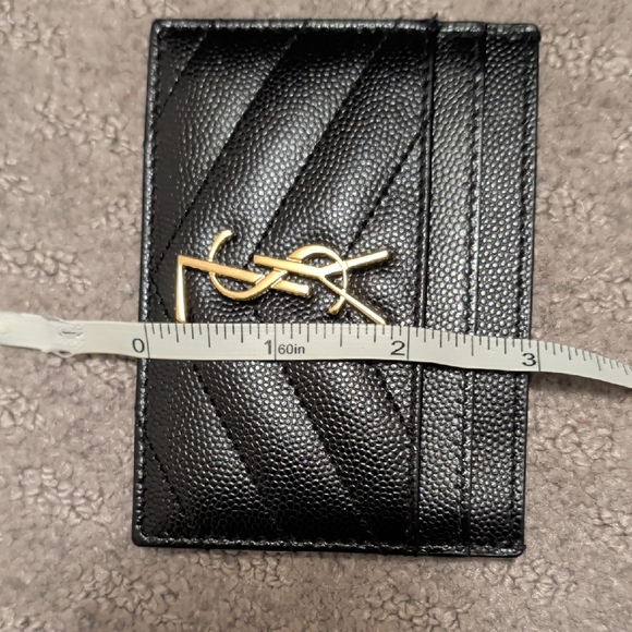YSL Black Grainy Leather Card Holder - Picture 9 of 9